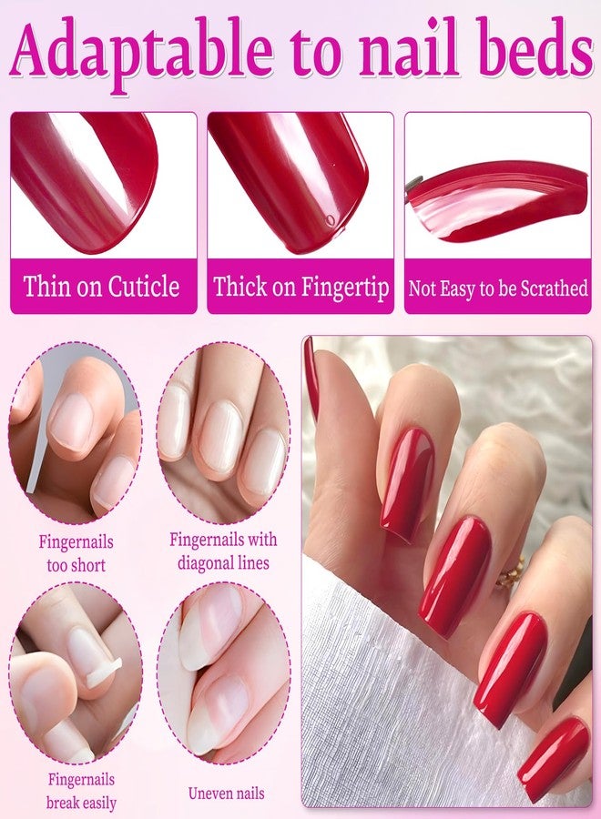 LuckForever 240pc Red Press on Nails Short Square Fake Nails with Adhesive Tabs, Square Nails Press ons Red Glue on Nails Short Acrylic Nails Stick False Artificial Fingernail for Women Girls - Image 5